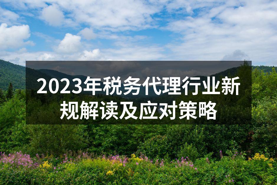 2023年税务代理行业新规解读及应对策略